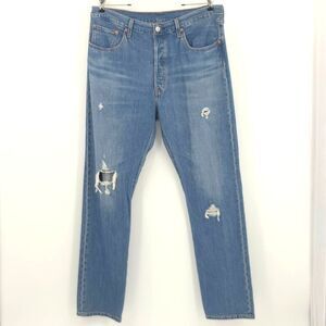 Levis 501 Jeans Womens Size 33x32 Distress Straight Leg Button Fly Rodeo Western